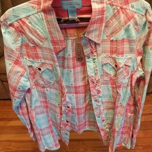 Floral/flannel pearl snap